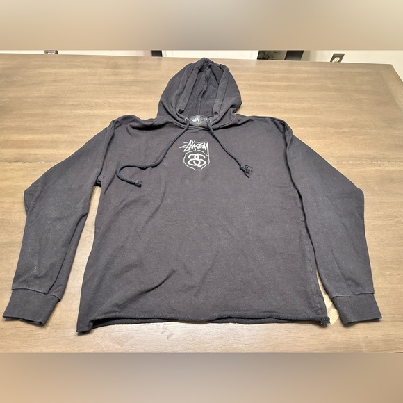 Stussy Women’s Hoodie-Embroidered Logo Raw Edge Hoodie-Size Small - Picture 1 of 7